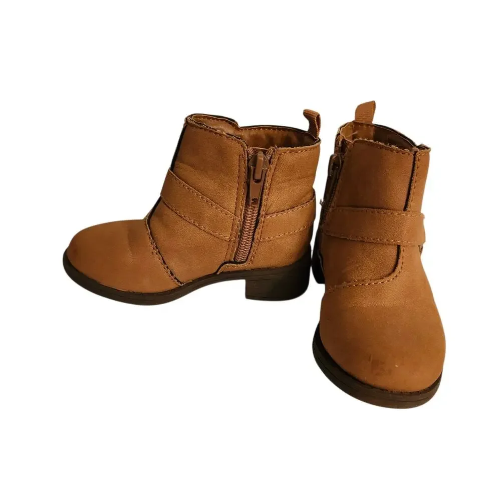 Oshkosh Toddler Girls Ankle Boots Size 5m Brown Zipper Pull Tag